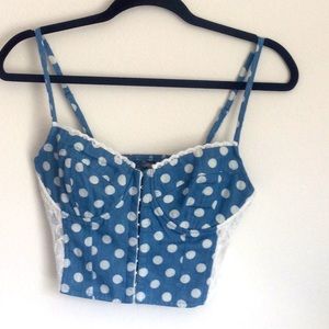 Crop Top Polka Dot and Lace